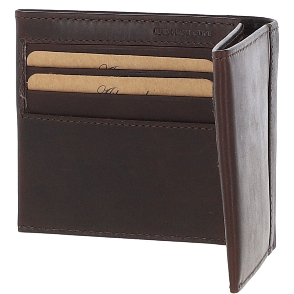 Men's Waxy Leather RFID Classic 6 Card Billfold Wallet Brown: W-81