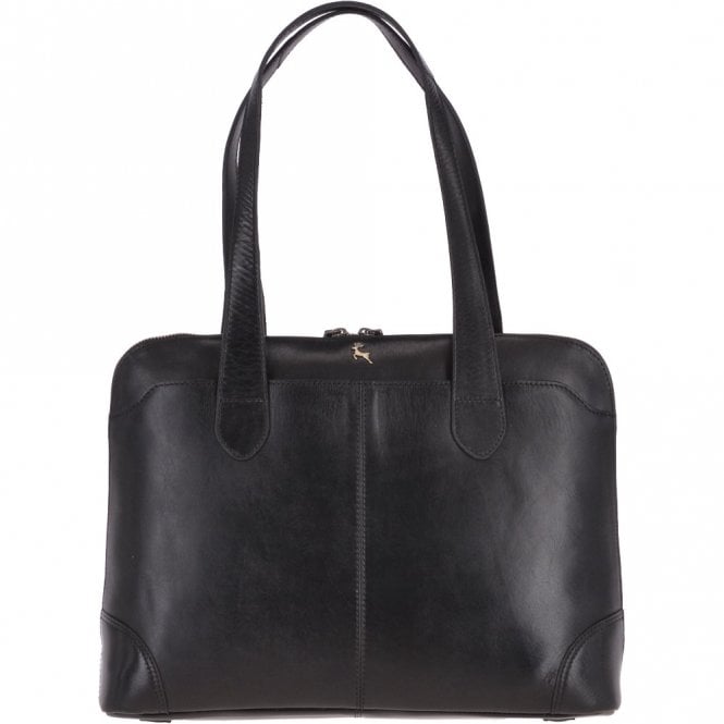 Vegetable Tanned Leather Bag Black : V-22